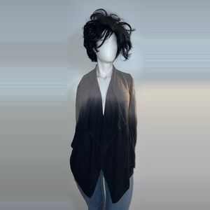 BAREFOOT DREAMS Bamboo Chic Lite Knit Taupe Ombré Drape Cardigan Sweater S/M